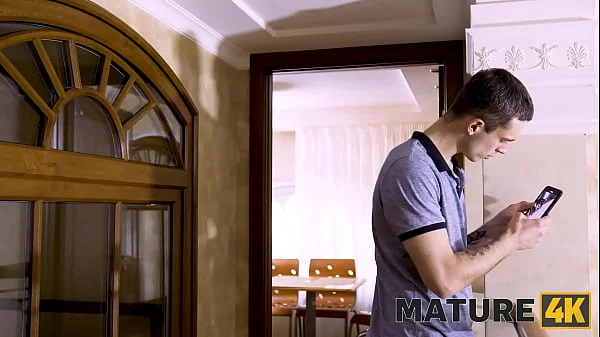 MATURE4K. Man takes masturbating stepmom thrusting cock into her